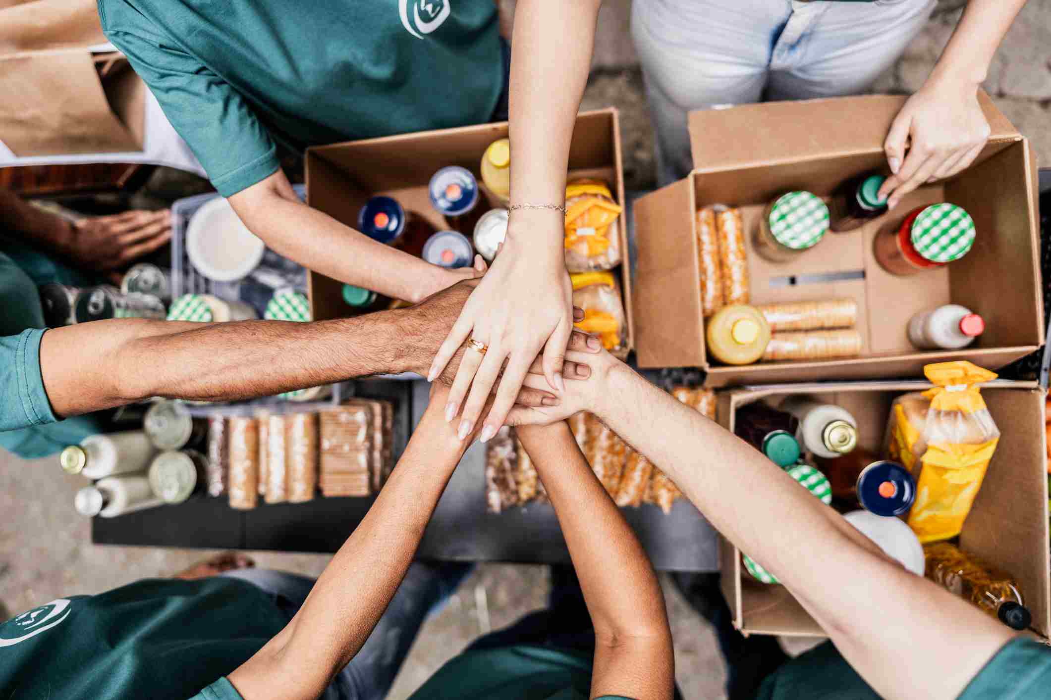 Hands collected into a cheer